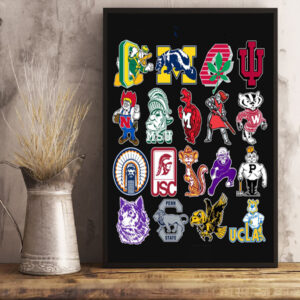 All Logo B1G Team NCAA 2024 Big Ten Conference Poster Canvas Art Print