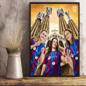 Barcelona Win The UWCL And Complete The Quadruple UEFA Women’s Champions League 2024 Champions Poster Canvas Art Print