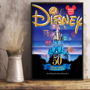 Disney 50th Anniversary Disnep’s Happiest Celebration On Earth Poster Canvas Art Print