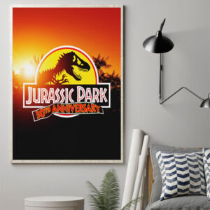 epic dinosaurs roar jurassic park 30th anniversary canvas art print 1