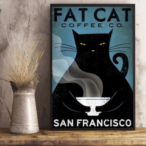 fat cat coffee co san francisco poster canvas art print