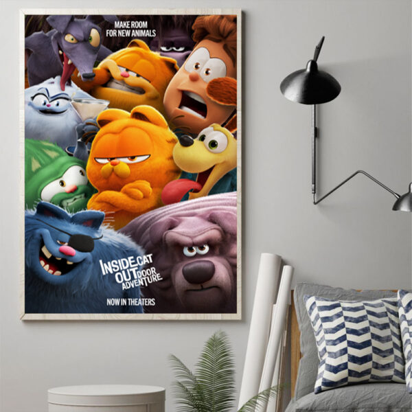 Funny Inside Out But Garfield Poster Inside Cat Outdoor Adventure Poster Canvas Art Print