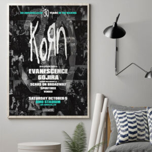 Korn 30th Anniversary Tour: A Legacy of Nu-Metal Poster Canvas Art Print