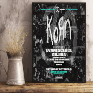 Korn 30th Anniversary Tour: A Legacy of Nu-Metal Poster Canvas Art Print