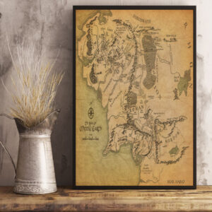 Lord Of The Rings Movie Map Poster Canvas Art Print