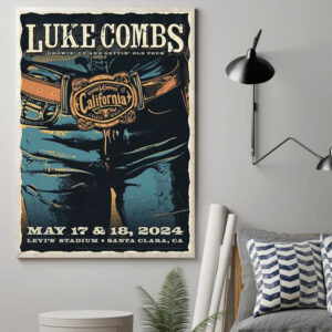 luke combs concert poster for his performances on may 17 18 in santa clara california at levis stadium poster canvas art print 1