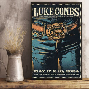 Luke Combs concert poster for his performances on May 17-18 in Santa Clara California at Levi’s Stadium Poster Canvas Art Print