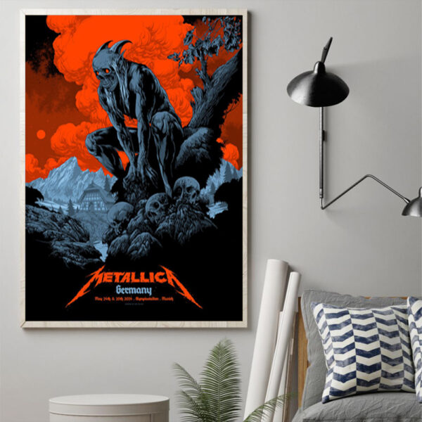 Metallica M72 World Tour Poster & Event Tee Munich, Germany May 2024 By Ken Taylor Poster Canvas Art Print