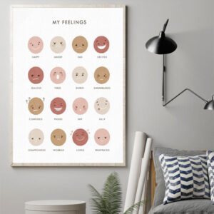 Neutral Feelings Emotions Chart Classroom Poster Canvas Art Print