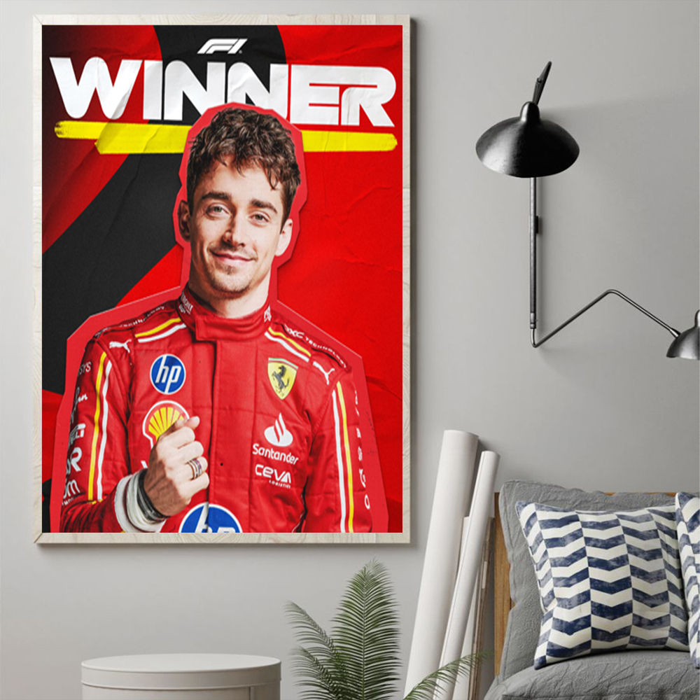 Official Charles Leclerc Wins The Monaco Grand Prix 2024 Poster Canvas Art Print