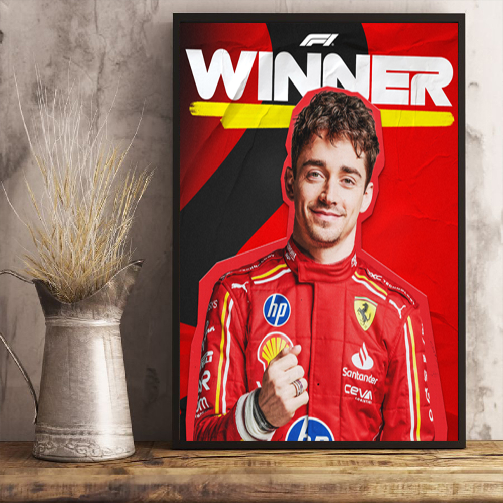 Official Charles Leclerc Wins The Monaco Grand Prix 2024 Poster Canvas Art Print