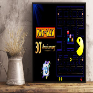 pac man 30th anniversary retro gaming set art prints and canvas posters