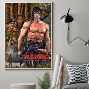 Rambo First Blood Part II (1985) Celebrating 39 Years Anniversary Movie Poster Art Prints Canvas Poster