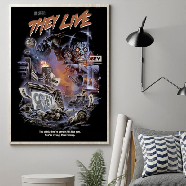 They Live 1988 Celebrating 36 Years of Cult Sci-Fi Poster Canvas